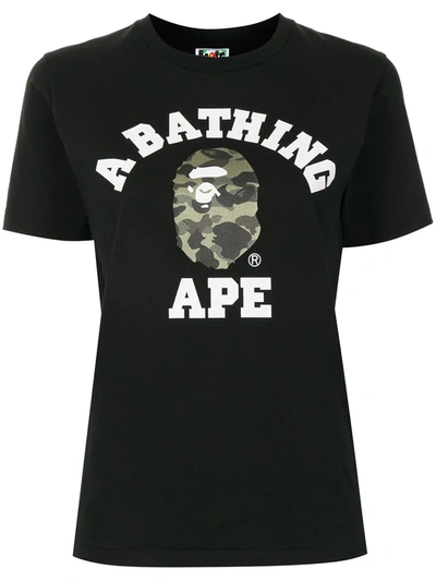Shop A Bathing Ape Camo College Printed T-shirt In Schwarz