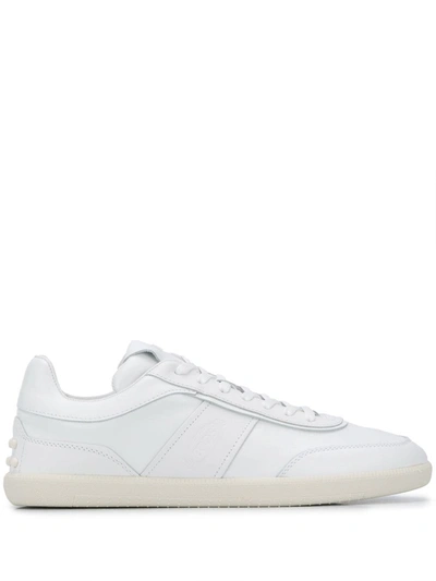 Shop Tod's Leather Tabs Sneakers In White