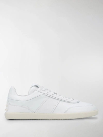 Shop Tod's Leather Tabs Sneakers In White