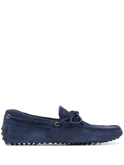 Shop Tod's Suede Loafers In Blue