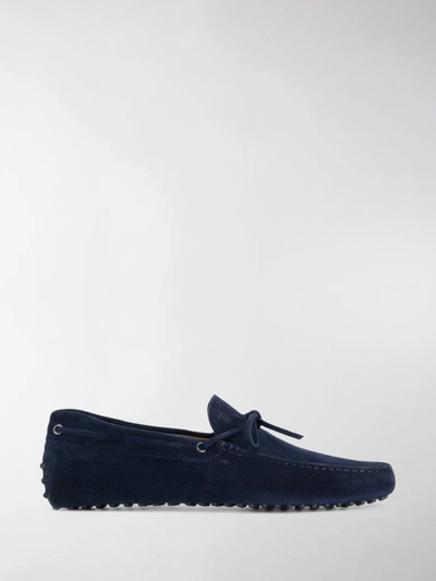 Shop Tod's Suede Loafers In Blue