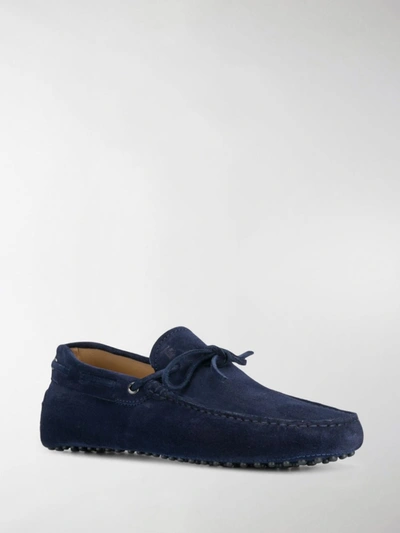 Shop Tod's Suede Loafers In Blue