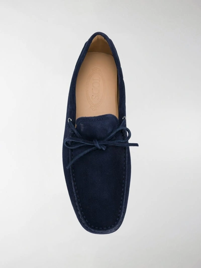 Shop Tod's Suede Loafers In Blue