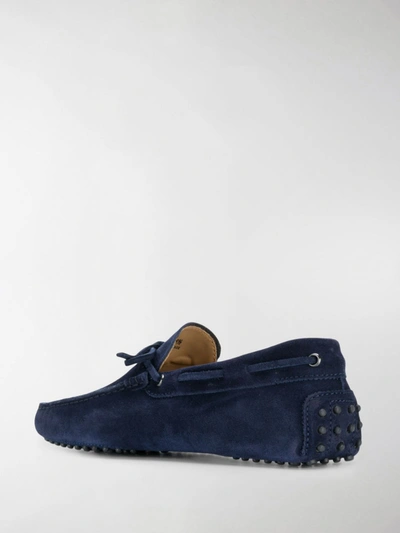 Shop Tod's Suede Loafers In Blue