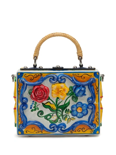 Shop Dolce & Gabbana Box In Hand Painted Wood Handbag In Multicolor