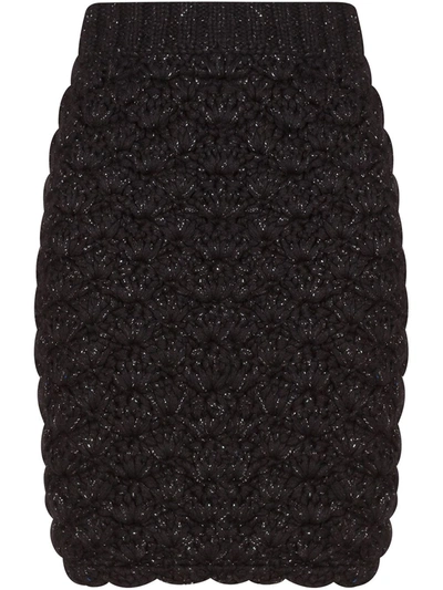 Shop Dolce & Gabbana Textured-knit Skirt In Black