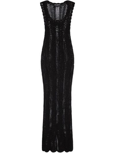 Shop Dolce & Gabbana Crochet-knit Maxi Dress In Black