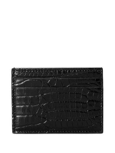 Shop Gucci Crocodile Card Case In Black