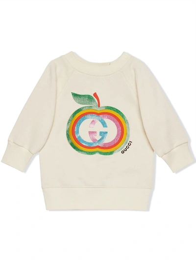 Shop Gucci Interlocking G Apple Sweatshirt In White