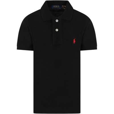 Shop Ralph Lauren Black Polo Shirt For Boy With Pony Logo