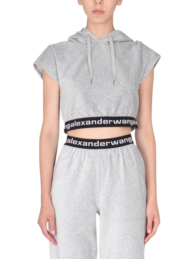 Shop Alexander Wang T Cropped Sweatshirt In Grigio