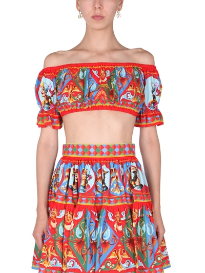 Shop Dolce & Gabbana Cropped Top In Rosso