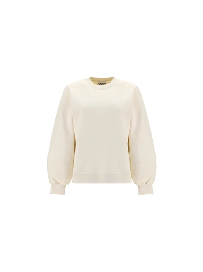 Shop Ganni Isoli Sweatshirt In Egret