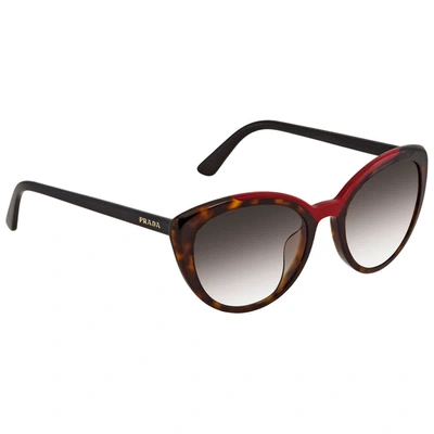 Shop Prada Grey Gradient Cat Eye Sunglasses Pr 02vs 3200a7 54 In Grey,red