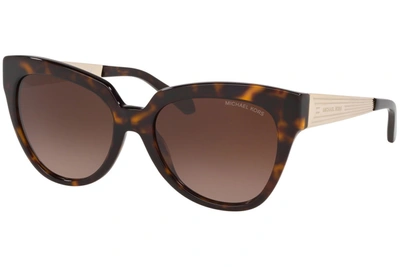 Shop Michael Kors Dark Brown Gradient Cat Eye Ladies Sunglasses Mk2090 300613 55 In Brown,tortoise