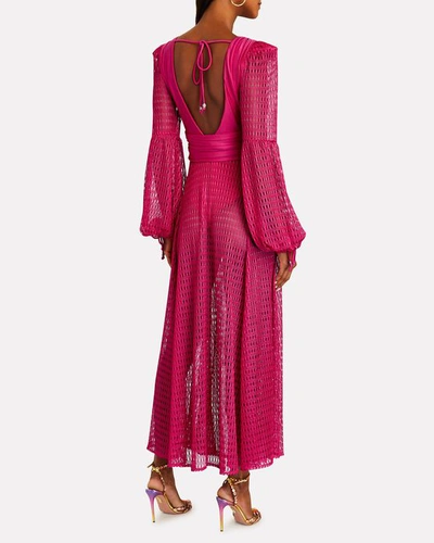 Shop Patbo Netting Cut-out Maxi Beach Dress In Magenta