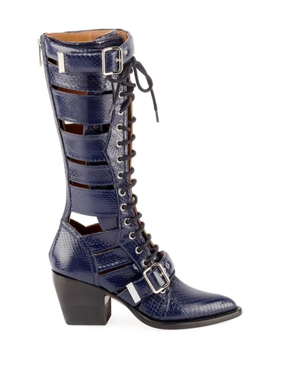 Shop Chloé Riley Knee-high Boots In Blue