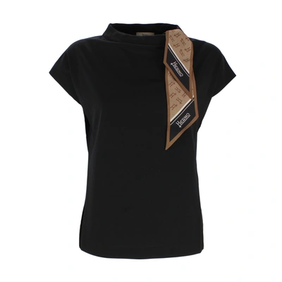 Shop Herno Foulard T-shirt In Black