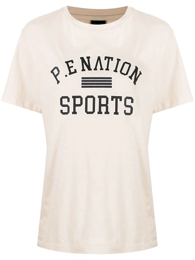 Shop P.e Nation Logo-print T-shirt In Neutrals