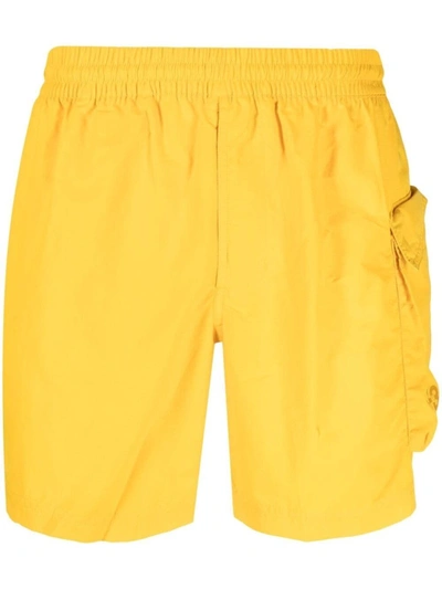 Shop Y-3 Cargo-pocket Swim Shorts In Yellow