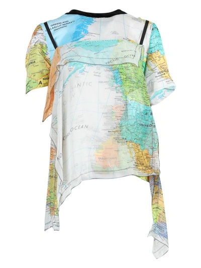 Shop Sacai Multicolored World Map Print Blouse In White