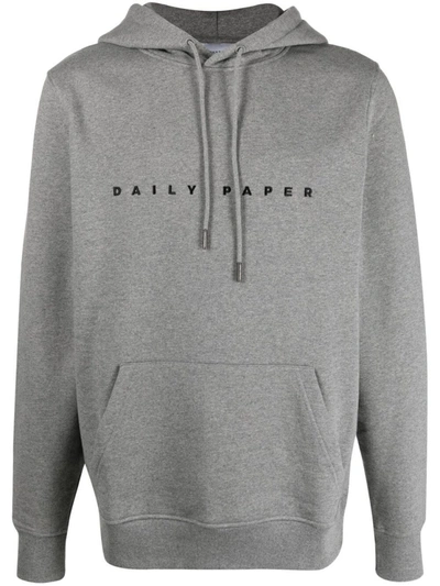 Shop Daily Paper Logo-embroidered Cotton Hoodie In Grey