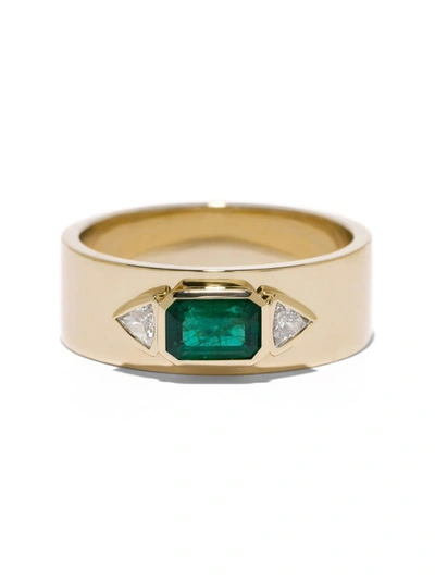 Shop Azlee Emerald Nesw Diamond Ring In Not Applicable