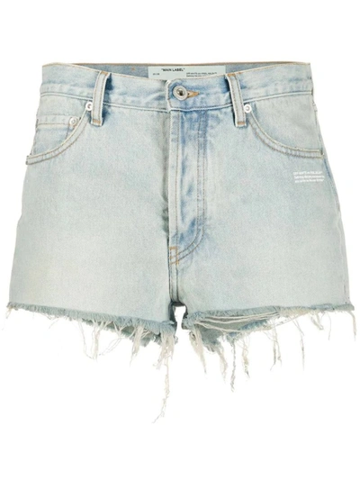 Shop Off-white Bleached Denim Shorts In White