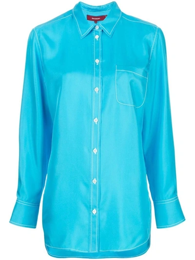 Shop Sies Marjan Silk Turquoise Shirt In Blue