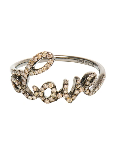 Shop Rosa De La Cruz Diamond Embellished Love Ring In Not Applicable