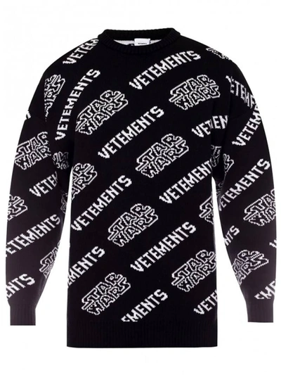 Shop Vetements X Star Wars Logo Print Sweater In Black