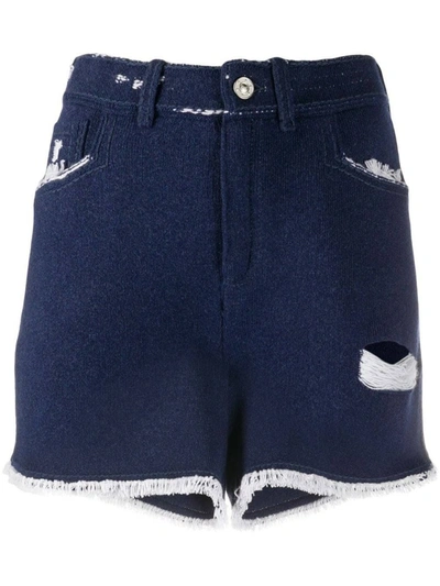 Shop Barrie Distressed Dark Blue Denim Shorts