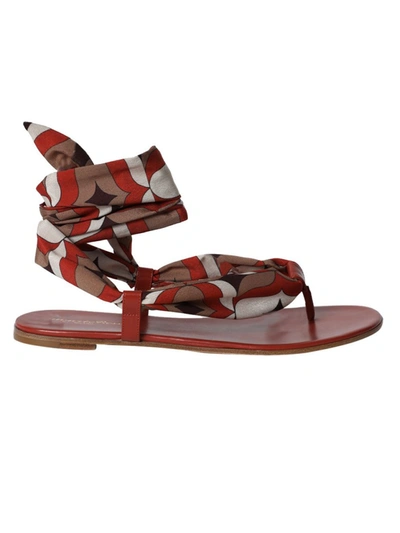 Shop Gianvito Rossi Silk Scarf Ankle-tie Sandal In Brown