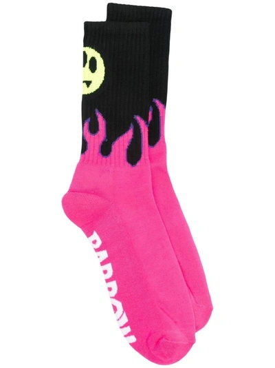Shop Barrow Flame Print Socks In Pink