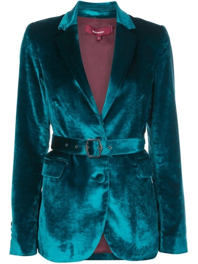 Shop Sies Marjan Turquoise Velvet Blazer In Black