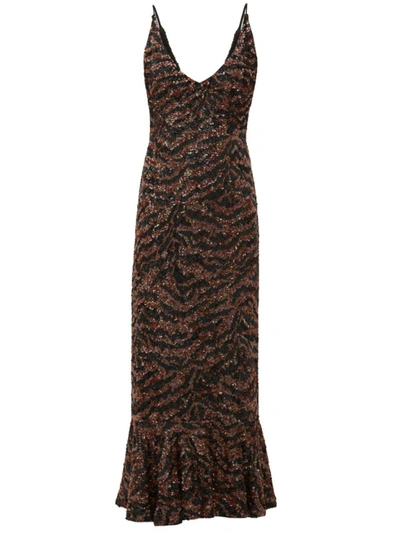 Shop Saloni Aidan D Dress Tiger In Black