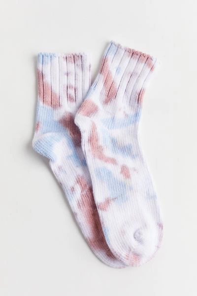 Shop Urban Outfitters Chunky Tie-dye Quarter Sock In Blue