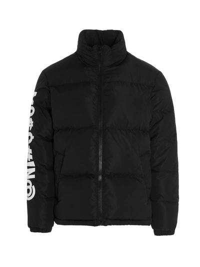 Shop Moschino Symbols Logo Embroidered Padded Jacket In Black