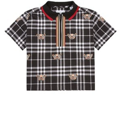 Shop Burberry Black Thomas Bear Print Checked Shirt