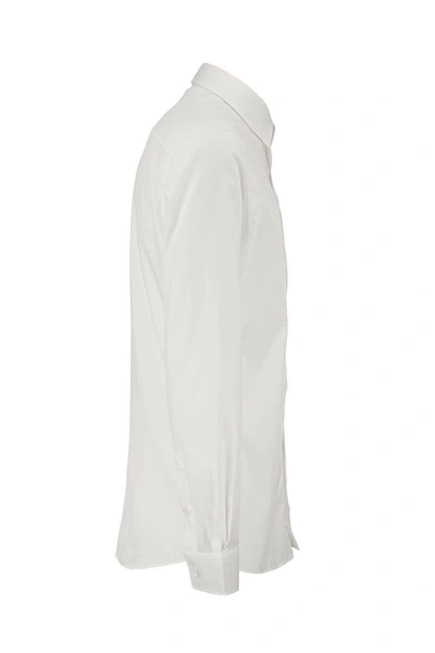 Shop Burberry Sherwood - Slim Fit Monogram Motif Stretch Cotton Poplin Shirt In White