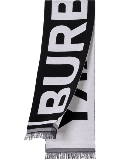 Shop Burberry Logo Jacquard Scarf In Black