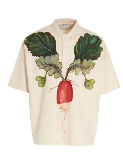 Shop Jw Anderson Graphic Printed Polo Shirt In Beige