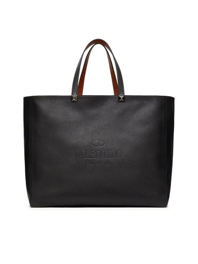 Shop Valentino Garavani Rockstud Identity Tote Bag In Black