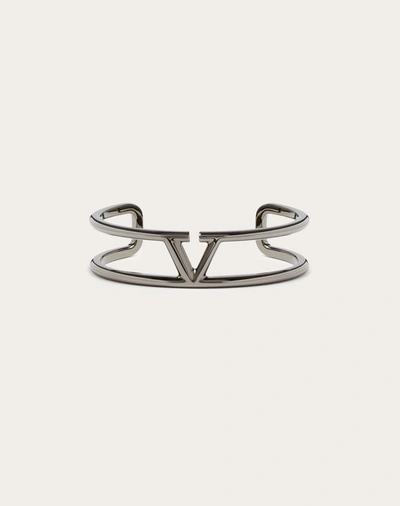 Shop Valentino Garavani Uomo Vlogo Signature Metal Bracelet In Lead