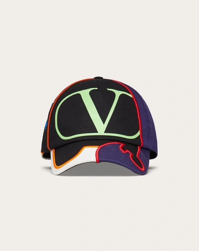 Shop Valentino Garavani Uomo Vlogo Signature Baseball Cap In Black/multicolor