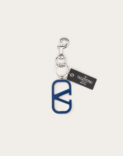 Shop Valentino Garavani Uomo Vlogo Signature Keychain In Bright Blue