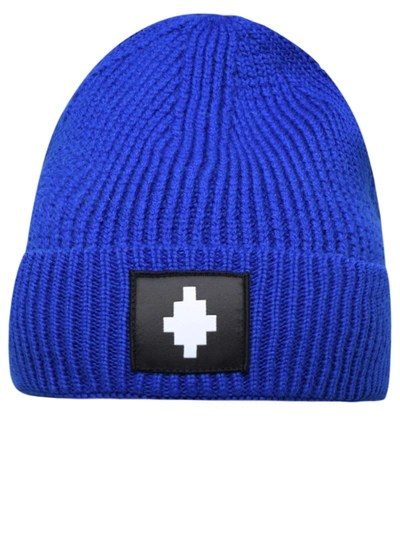 Shop Marcelo Burlon County Of Milan Logo Patched Beanie In Blue