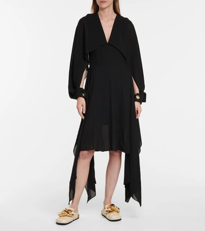 Shop Jw Anderson Asymmetric Midi Dress In Black