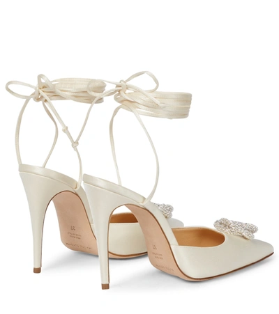 Shop Magda Butrym Crystal-embellished Satin Pumps In White