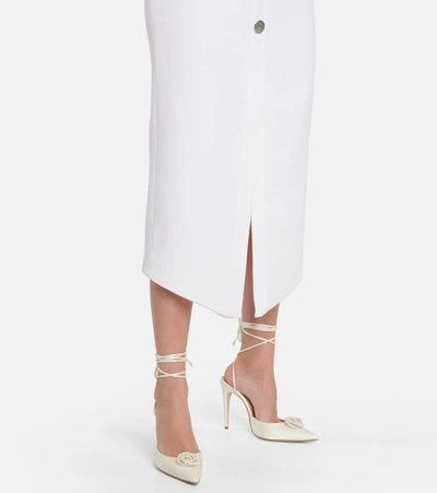 Shop Magda Butrym Crystal-embellished Satin Pumps In White